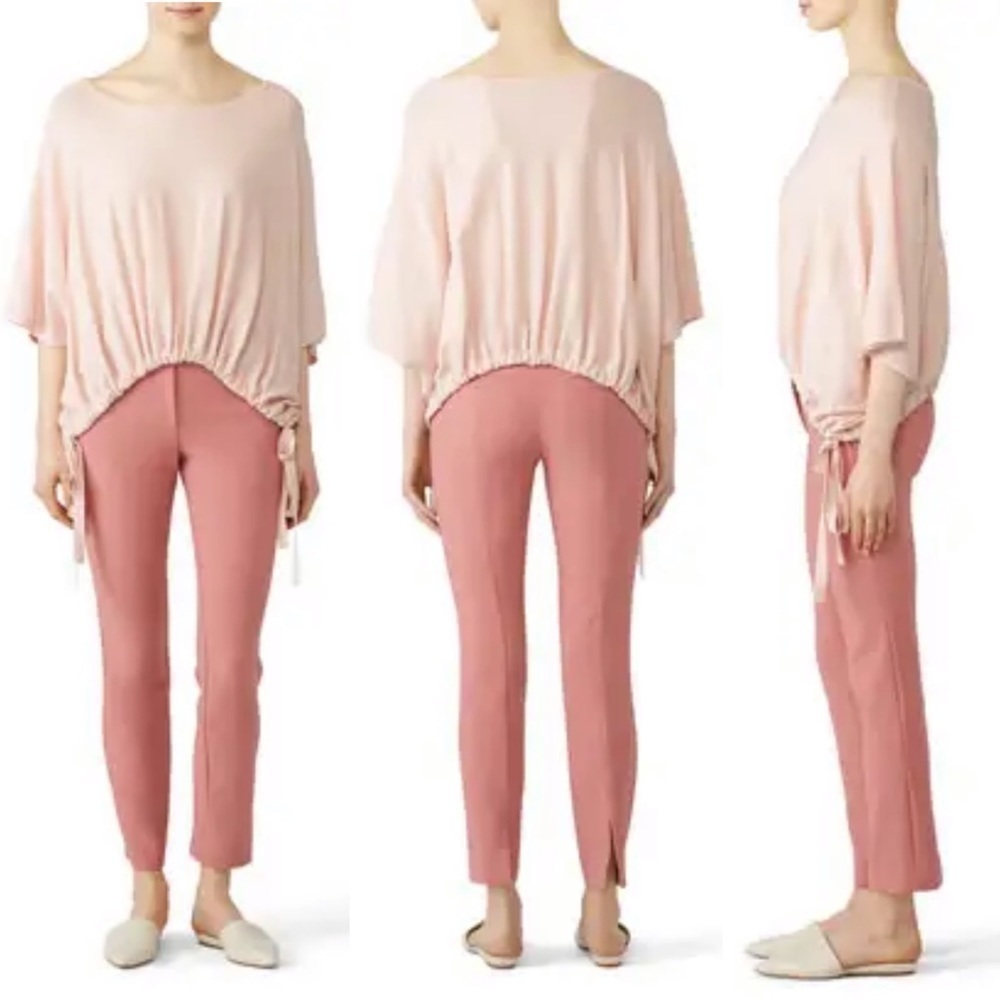 Milly pink elastic tie hem top
